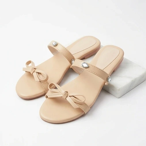 Blush Bow Luxe Slides