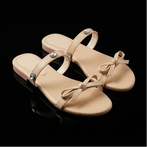 Blush Bow Luxe Slides