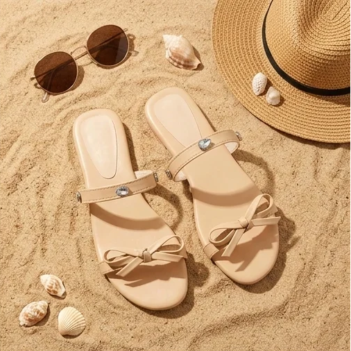 Blush Bow Luxe Slides